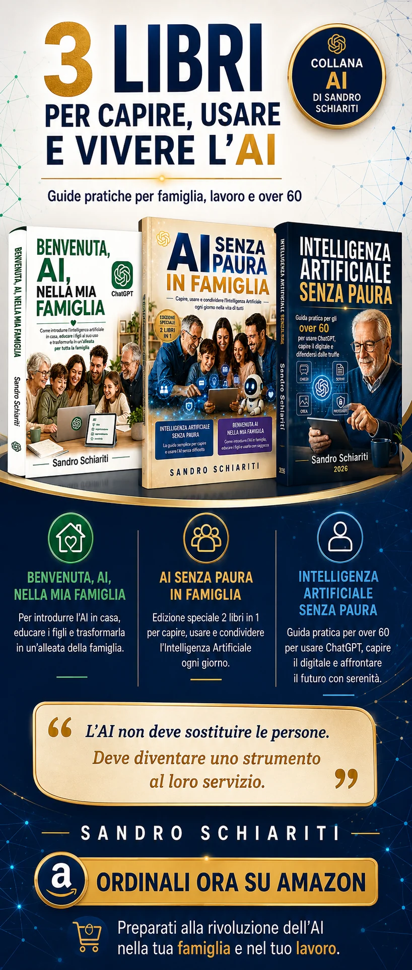 Tre libri di Sandro Schiariti dedicati all'Intelligenza Artificiale